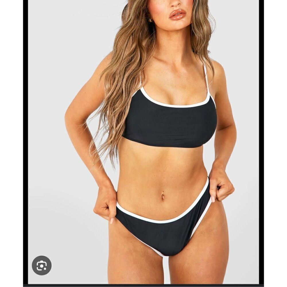 Black and white contrast high waisted bikini size medium